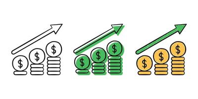 set of hand drawn illustration financial icon with color variant vector