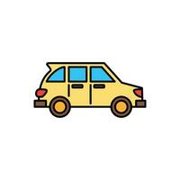 cute cartoon color outlined transportation vehicle icon vector