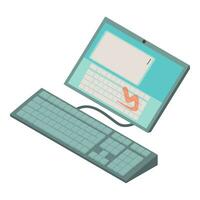 Electronic voting icon isometric vector. Tablet connected to portable keyboard vector