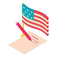 American constitution icon isometric vector. American flag and constitution text vector