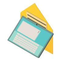 Email symbol icon isometric vector. Tablet and open envelope with letter inside vector