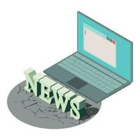 News symbol icon isometric vector. News inscription near modern digital laptop vector