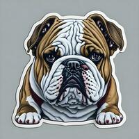 English bulldog sticker, cartoon with plain background photo
