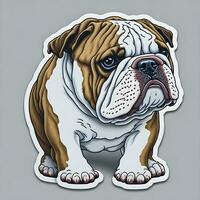 English bulldog sticker, cartoon with plain background photo