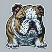 English bulldog sticker, cartoon with plain background photo