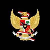 Garuda Pancasila Indonesia state symbol with Indonesia flag ribbon black background vector