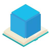 Crypto block icon isometric vector. Big crypto block icon near open paper book vector