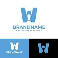 Letter W Microphone Logo, suitable for business related to Microphone with W initial. vector