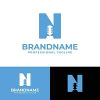 Letter N Microphone Logo, suitable for business related to Microphone with N initial. vector