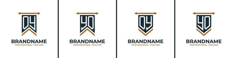 Letter OY and YO Pennant Flag Logo Set, Represent Victory. Suitable for any business with OY or YO initials. vector