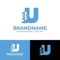 Letter U Microphone Logo, suitable for business related to Microphone with U initial. vector