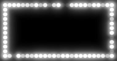 resumen belleza marco de brillante blanco luces y ligero bombillas brillante brillante mágico energía en un negro antecedentes foto