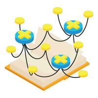 Decentralization icon isometric vector. Decentralized symbol and open paper book vector