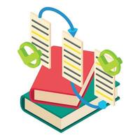 Ordered record icon isometric vector. Web page transition arrow and closed book vector