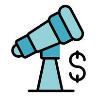 Money telescope icon vector flat
