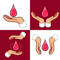 hands with drop of blood donors symbol vector