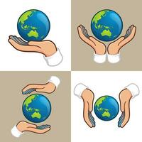 hand holding globe eco green concept vector