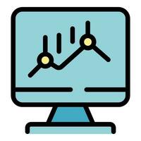 Monitor graph result icon vector flat