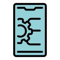 Gear system phone icon vector flat