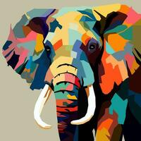 adult elephant drawn using WPAP art style, pop art, vector illustration.