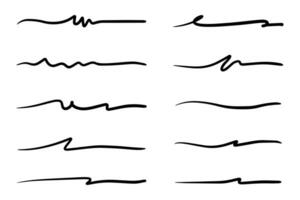 Vector set of hand drawn underline.