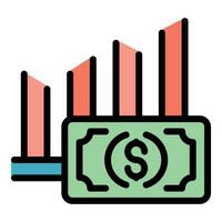 Money graph icon vector flat