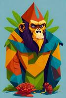 A detailed illustration of a colorful ape for t shirt and fashion design photo