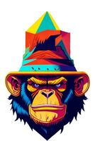 A detailed illustration of a colorful ape for t shirt and fashion design photo