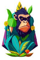 A detailed illustration of a colorful ape for t shirt and fashion design photo