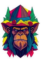 A detailed illustration of a colorful ape for t shirt and fashion design photo