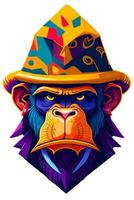 A detailed illustration of a colorful ape for t shirt and fashion design photo