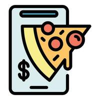 en línea Pizza orden icono vector plano