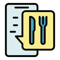 teléfono inteligente comida orden icono vector plano