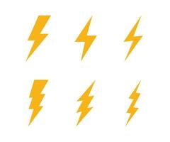 Lightning bolt icons set, Thunder icon, Electricity icon, Electric caution icon. Lightning bolt signs symbols vector