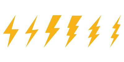 Lightning bolt flash thunder icon electric isolated vector. Lightning bolt icons set, Thunder icon, Electricity icon, Electric caution icon. vector