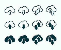 Cloud Uploading downloading icons set. Cloud service vector symbol.