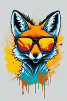 A detailed illustration of a colorful fox for t shirt and fashion design photo