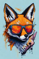 A detailed illustration of a colorful fox for t shirt and fashion design photo