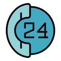 24 hour tech support icon vector flat