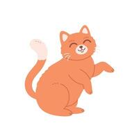 Cute ginger cat. Domestic pets, feline activities. vector