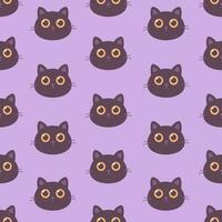 Cute black cat seamless pattern. Design for wrapping paper, background, wallpaper, textile. vector