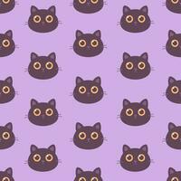 Cute black cat seamless pattern. Design for wrapping paper, background, wallpaper, textile. vector