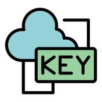 Cloud data key icon vector flat