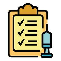 Clipboard medical certificate icon vector flat