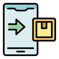 Smartphone parcel tracking icon vector flat
