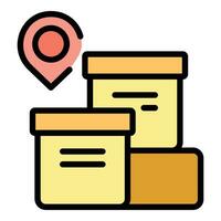 paquete o empaquetar entrega ubicación icono vector plano