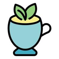 Vegan tea cup icon vector flat