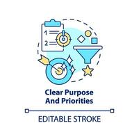 Clear purpose and priorities concept icon. Government transformation discipline abstract idea thin line illustration. Isolated outline drawing. Editable stroke vector