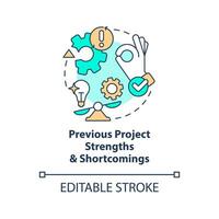 Previous project strengths and shortcomings concept icon. Work planning benefit abstract idea thin line illustration. Isolated outline drawing. Editable stroke vector