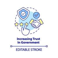 Increasing trust in government concept icon. Public service delivery change abstract idea thin line illustration. Isolated outline drawing. Editable stroke vector